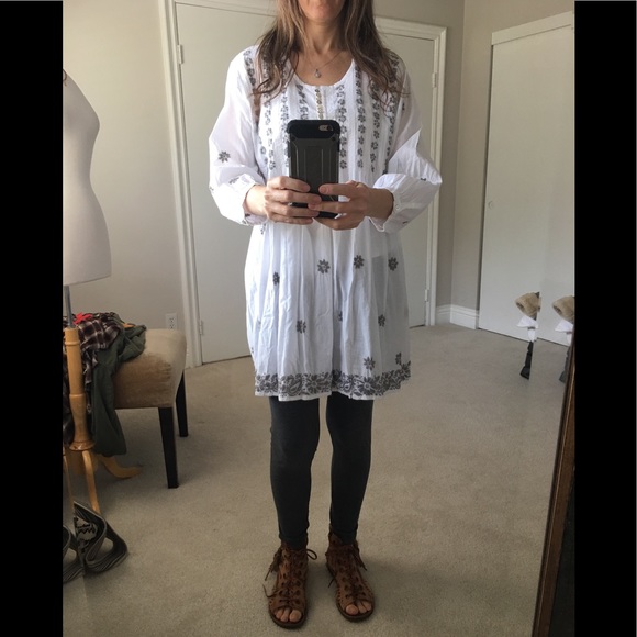 Embroidered Cotton Tunic Top Large Button front - Picture 8 of 8